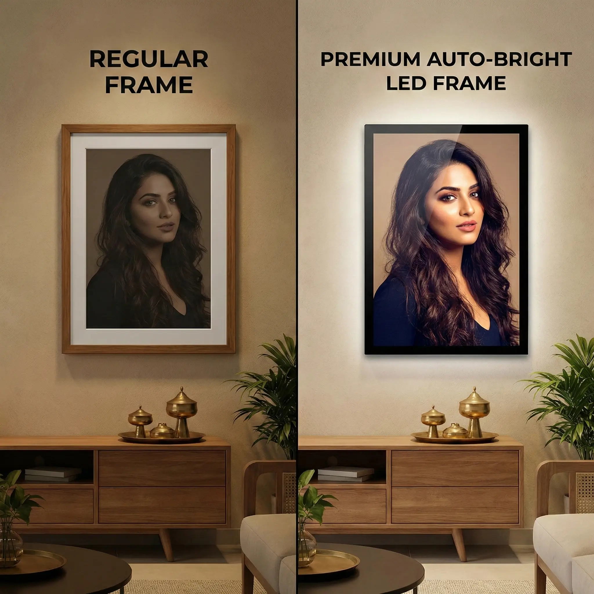 LED frame living room decor
